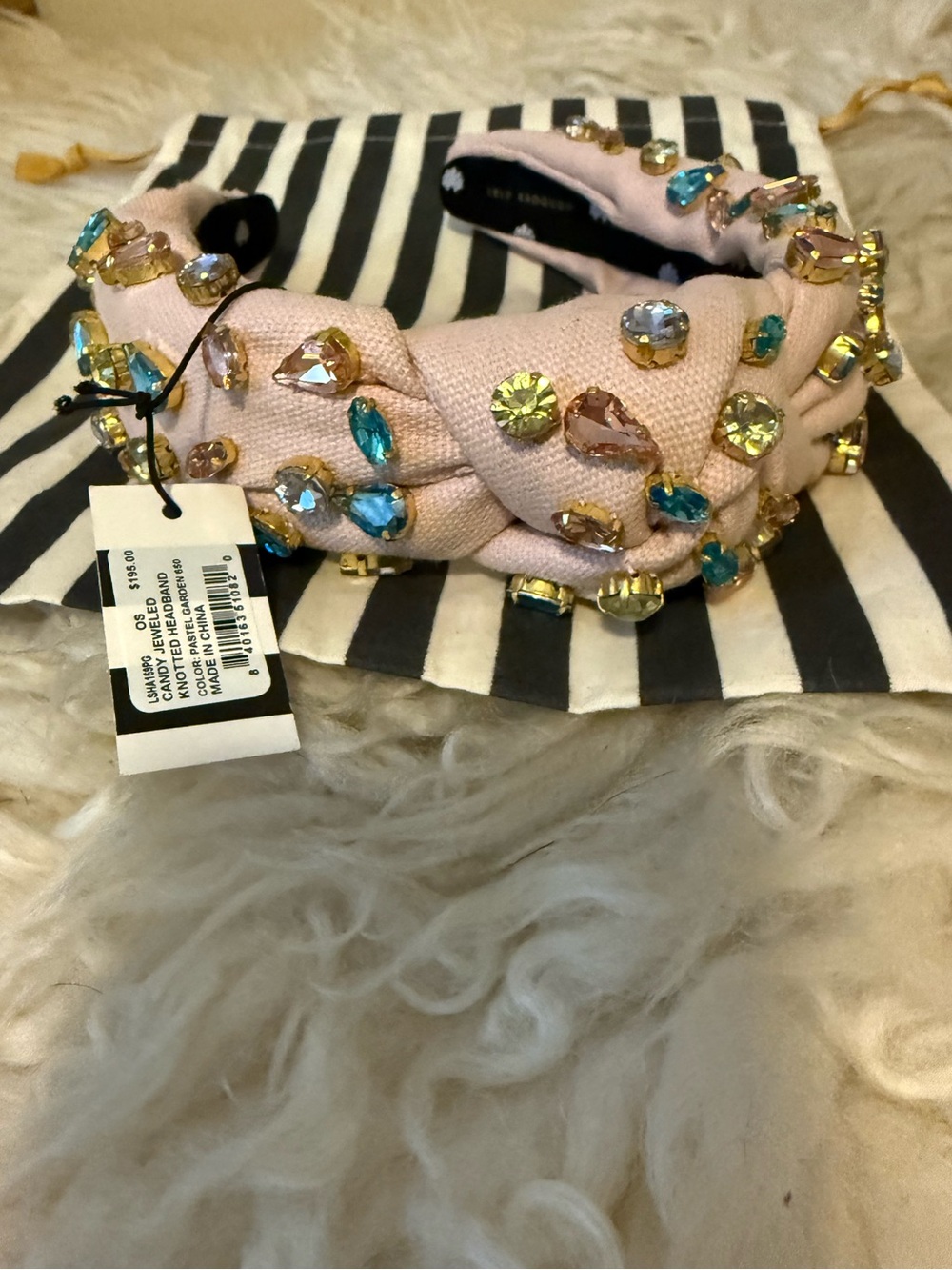 Lele Sadoughi Candy Jeweled Knotted
Headband in Pastel Garden